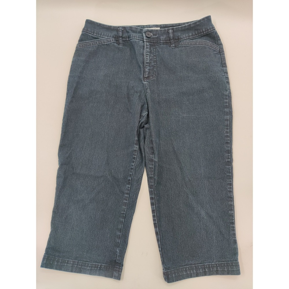 St‎ Johns Bay Womens Dark Wash Denim Capri Cropped Jeans Size 10 Stretch Casual